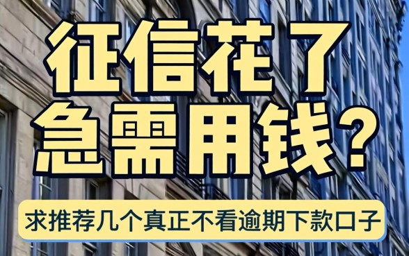 征信花了急需用钱?求推荐几个真正不看逾期的下款口子!