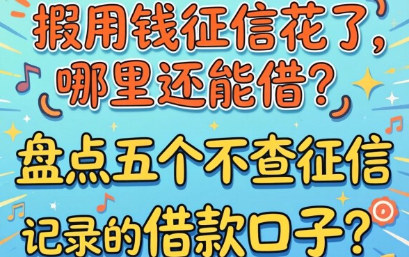 急用钱征信花了哪里还能借？盘点五个不查征信记录的借款口子