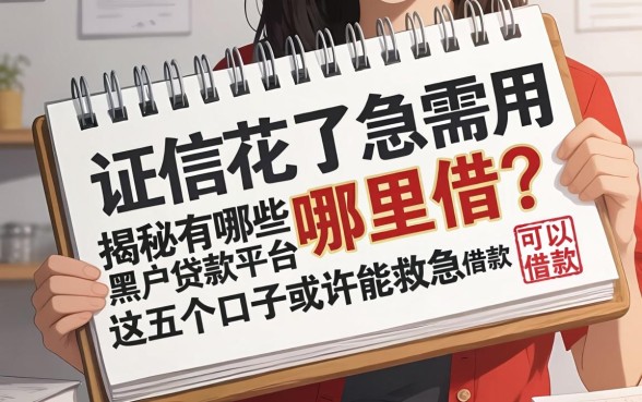 征信花了急需用钱哪里借?揭秘有哪些黑户贷款平台可以借款,这五个口子或许能救急