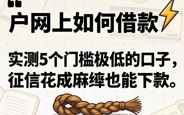 黑户网上如何借款?实测5个门槛极低的口子,征信花成麻花也能下款