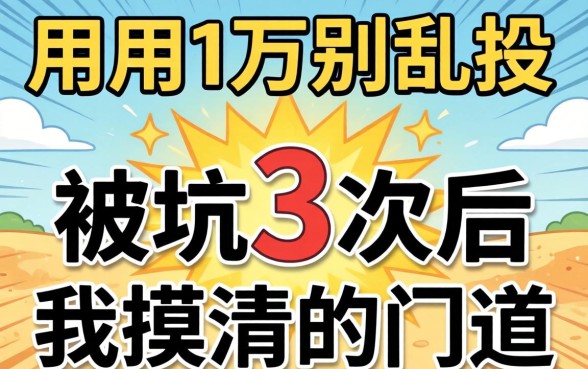 急用1万别乱投：被坑3次后我摸清的门道