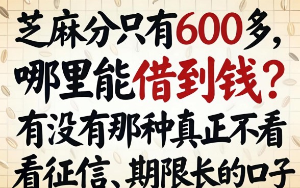 芝麻分只有600多，哪里能借到钱？有没有那种真正不看征信、期限长的口子？