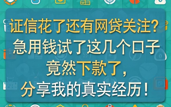 征信花了还有网贷关注?急用钱试了这几个口子竟然下款了,分享我的真实经历!