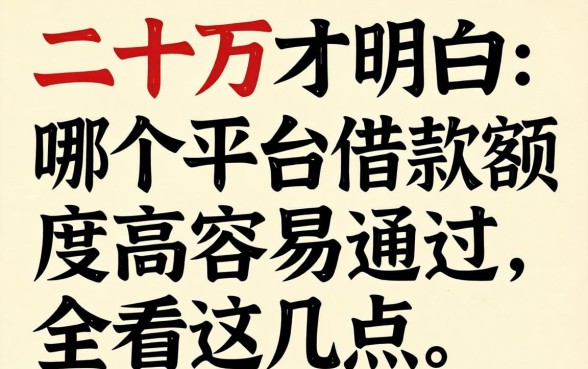 借了二十万才明白：哪个平台借款额度高容易通过，全看这几点