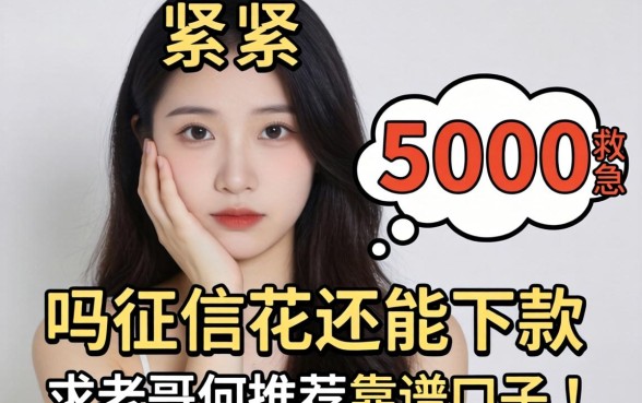 手头紧想借5000救急，征信花还能下款吗？求老哥们推荐靠谱口子！