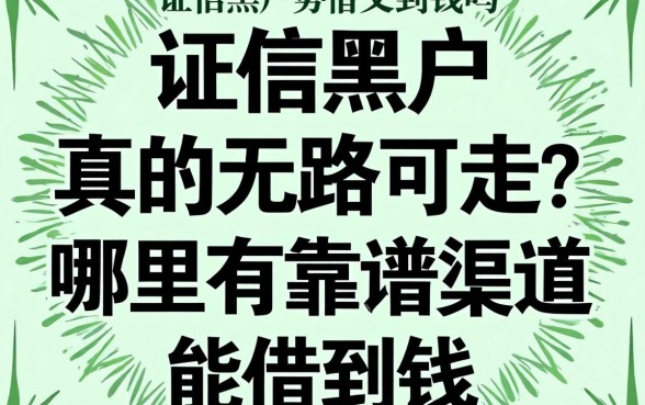 征信黑户真的无路可走吗?哪里有靠谱渠道能借到钱?这篇文章为你揭秘