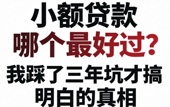 小额贷款哪个最好过?我踩了三年坑才搞明白的真相