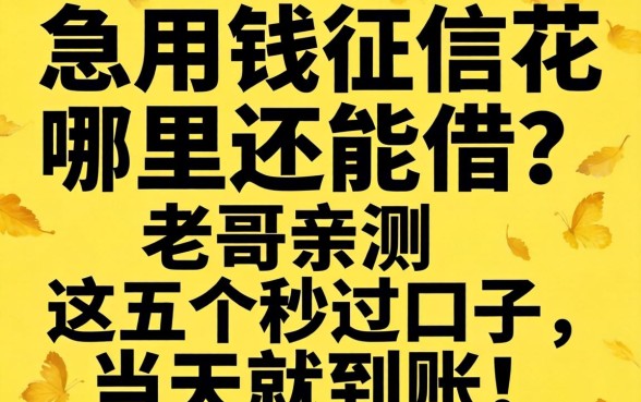 急用钱征信花哪里还能借？老哥亲测这五个秒过口子，当天就到账！