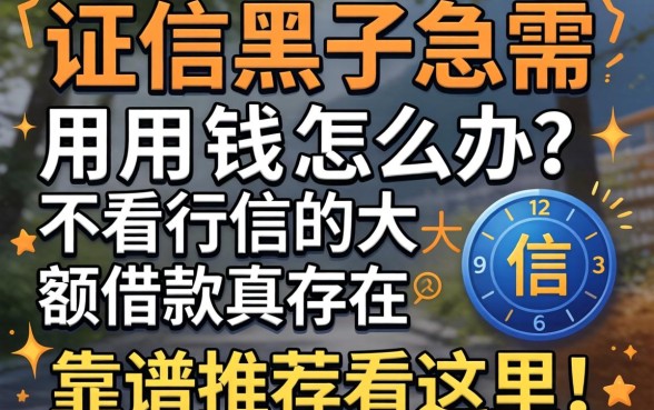 征信黑了急需用钱怎么办？不看征信的大额借款真的存在吗？靠谱推荐看这里！