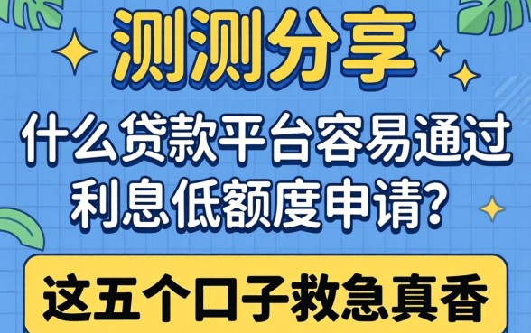 实测分享：什么贷款平台容易通过利息低额度申请？这五个口子救急真香
