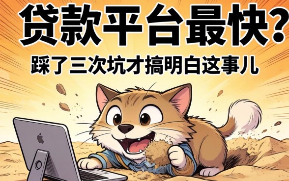 什么网上贷款平台最快？我踩了三次坑才搞明白这事儿