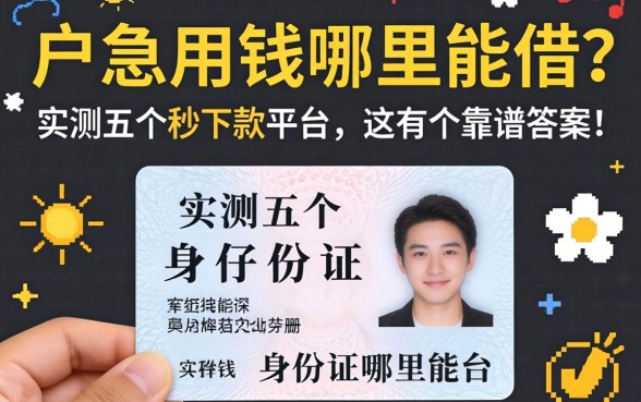 黑户急用钱哪里能借？实测五个身份证秒下款平台，这有个靠谱答案！