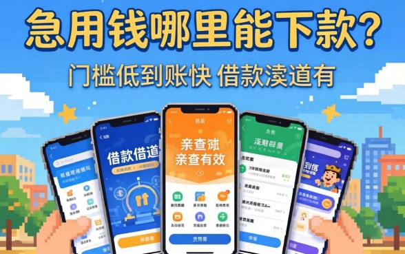 急用钱哪里能下款？分享五个门槛低到账快的借款渠道，亲测有效！