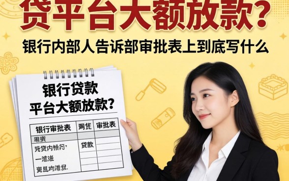贷款平台大额放款?银行内部人告诉你审批表上到底写什么