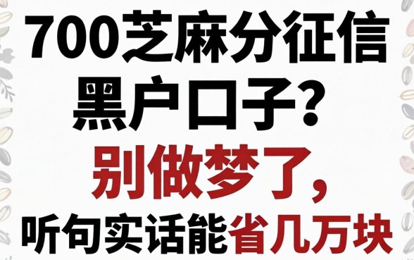 700芝麻分征信黑户口子？别做梦了，听句实话能省几万块