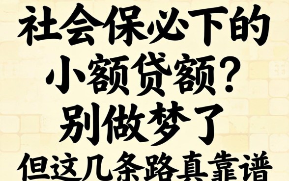 有社保必下的小额贷款2026?别做梦了,但这几条路真靠谱