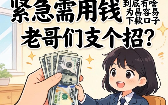 手里紧急需用钱,到底有啥容易下款的口子?老哥们支个招!