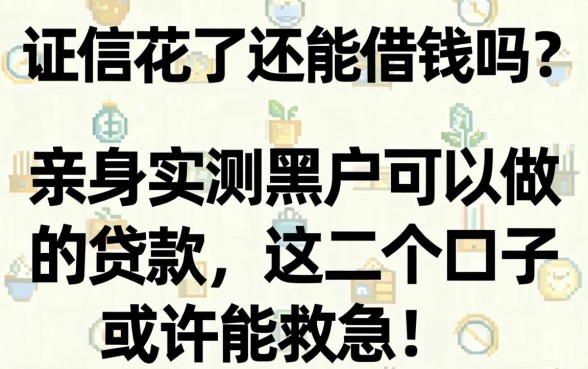 征信花了还能借钱吗？亲身实测黑户可以做的贷款，这几个口子或许能救急！