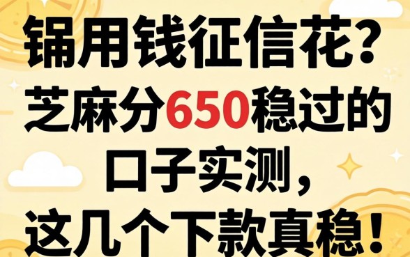 急用钱征信花？芝麻分650稳过的口子实测，这几个下款真稳！