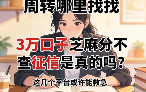 急需周转哪里找？3万口子芝麻分不查征信是真的吗？这几个平台或许能救急