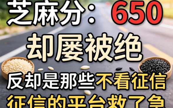 我芝麻分650却屡屡被拒，反倒是那些不看征信的平台救了急