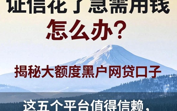 征信花了急需用钱怎么办？揭秘大额度黑户网贷口子，这五个平台值得信赖