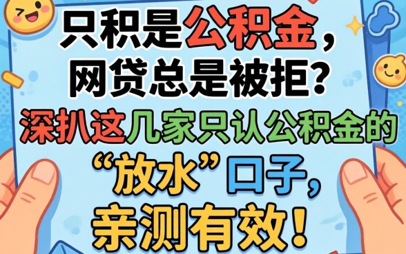手里只有公积金，网贷总是被拒？深扒这几家只认公积金的“放水”口子，亲测有效！