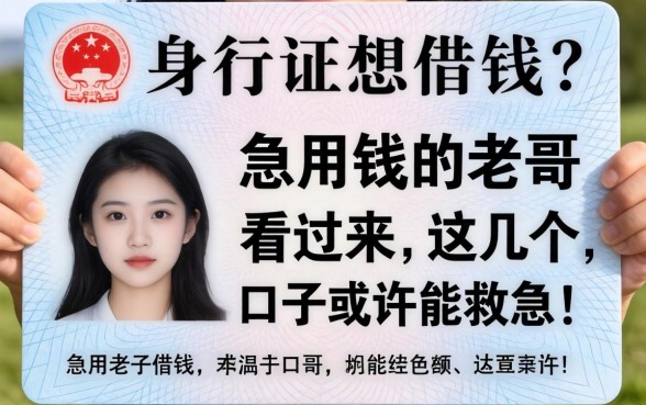只有身份证想借钱?急用钱的老哥看过来,这几个口子或许能救急!