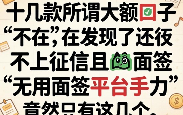 我试了十几款所谓的大额口子，发现不上征信且不用面签的平台竟然只有这几个