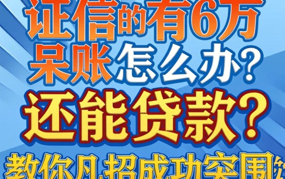 征信有6万呆账怎么办？还能贷款吗？教你几招成功突围的方法