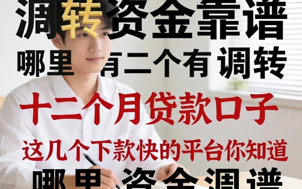 急需资金周转?哪里有靠谱的十二个月的贷款口子?这几个下款快的平台你知道吗?
