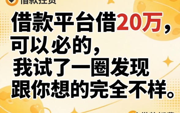哪借款平台可以借20万？我试了一圈发现跟你想的完全不一样