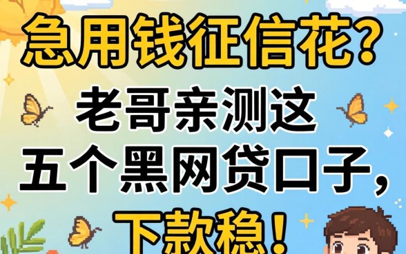 急用钱征信花？老哥亲测这五个黑网贷口子，下款稳！