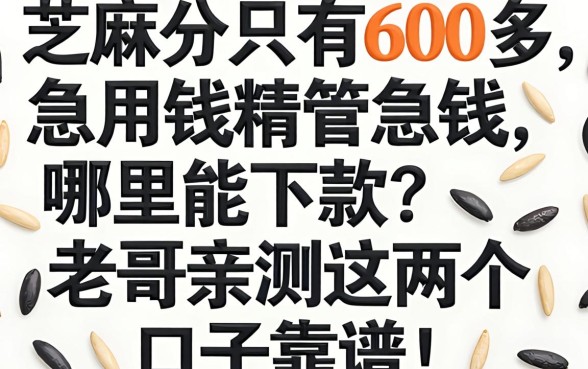 芝麻分只有600多,急用钱哪里能下款?老哥亲测这几个口子靠谱!
