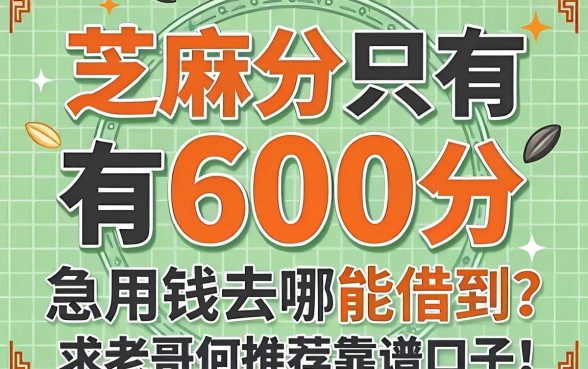 芝麻分只有600分，急用钱去哪能借到？求老哥们推荐靠谱口子！