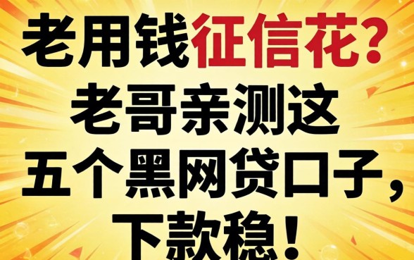 急用钱征信花？老哥亲测这五个黑网贷口子，下款稳！