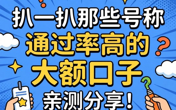 急需用钱周转？扒一扒那些号称通过率高的大额口子，亲测分享！