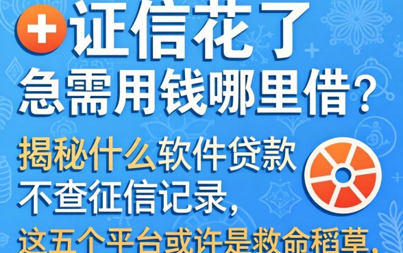 征信花了急需用钱哪里借？揭秘什么软件贷款不查征信记录，这五个平台或许是救命稻草