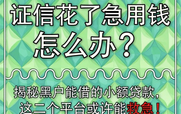 征信花了急用钱怎么办？揭秘黑户能借的小额贷款，这几个平台或许能救急！