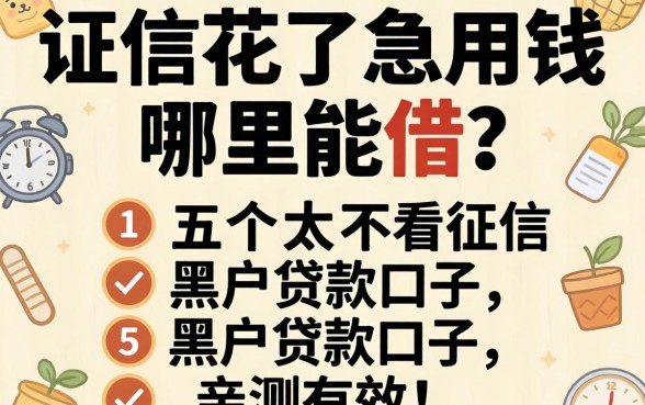 征信花了急用钱哪里能借？分享五个不看征信的黑户贷款口子，亲测有效！
