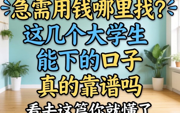 大学生急需用钱哪里找?这几个大学生能下的口子真的靠谱吗?看完这篇你就懂了