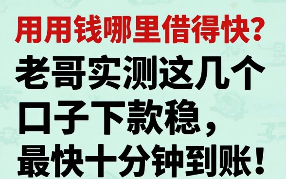 急用钱哪里借得快？老哥实测这几个口子下款稳，最快十分钟到账！