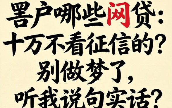 黑户哪些网贷十万不看征信的?别做梦了,听我说句实话