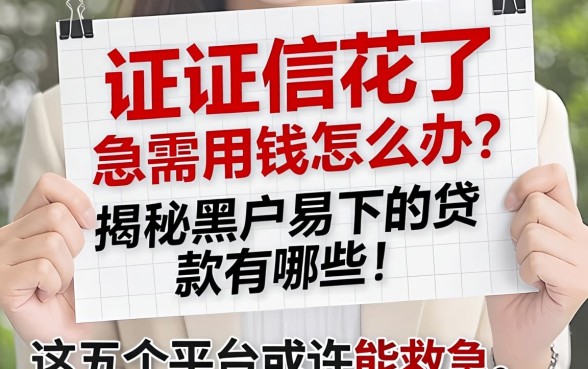 征信花了急需用钱怎么办？揭秘黑户易下的贷款有哪些，这五个平台或许能救急