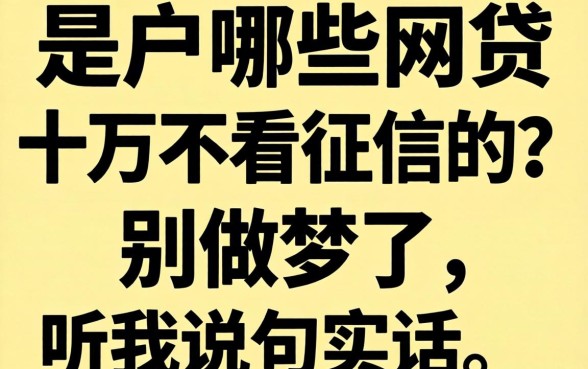 黑户哪些网贷十万不看征信的?别做梦了,听我说句实话