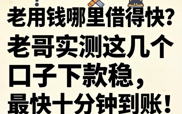 急用钱哪里借得快？老哥实测这几个口子下款稳，最快十分钟到账！