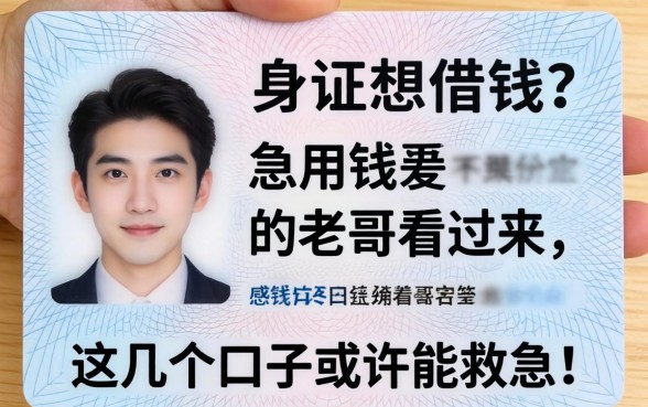 只有身份证想借钱?急用钱的老哥看过来,这几个口子或许能救急!