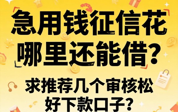 急用钱征信花哪里还能借？求推荐几个审核松好下款的口子！