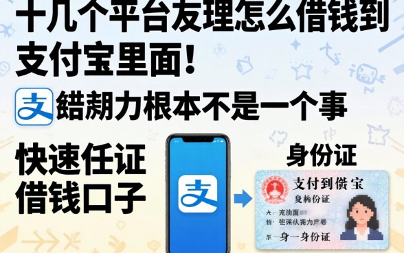 我试了十几个平台，发现怎么借钱到支付宝里面和手机和身份证快速借钱口子根本不是一回事