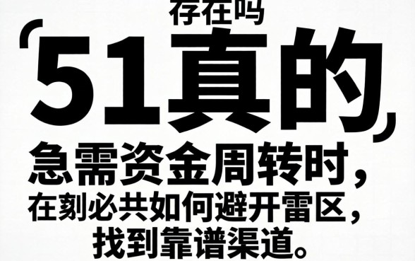 无视黑白 51真的存在吗？急需资金周转时，如何避开雷区找到靠谱渠道？